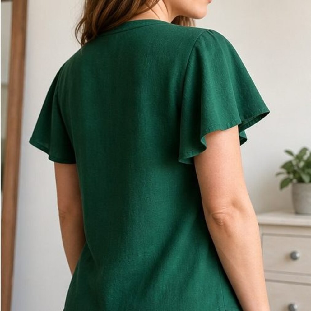 Emerald Ruffle Blouse - Picture 3 of 6
